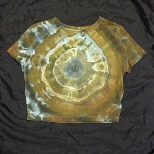 Tie-Dye Crop Top - Green and Brown